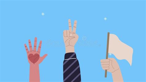 Human Rights Awareness Animation With Hands Lifting Heart And Flag