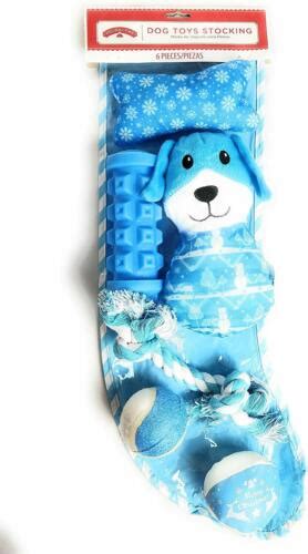 Liteblue Dog Toy Stocking 2 Plush Toys 2 Balls 1 Rope 1 Squeak Toy