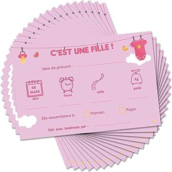 OLILLY 20 Cartes De Pronostics Pour Baby Shower Fille Pronostics