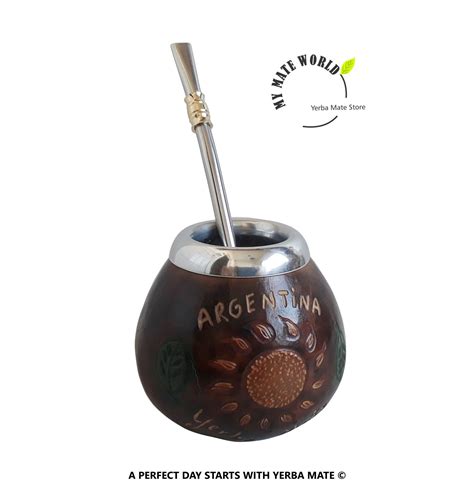 Argentina Sun Mate Gourd And Stainless Steel Bombilla Yerba Mate Gourds And Bombillas Organic