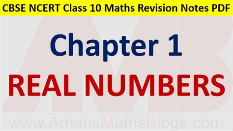 Real Numbers Cbse Ncert Notes Class 10 Maths Chapter 1 Pdf