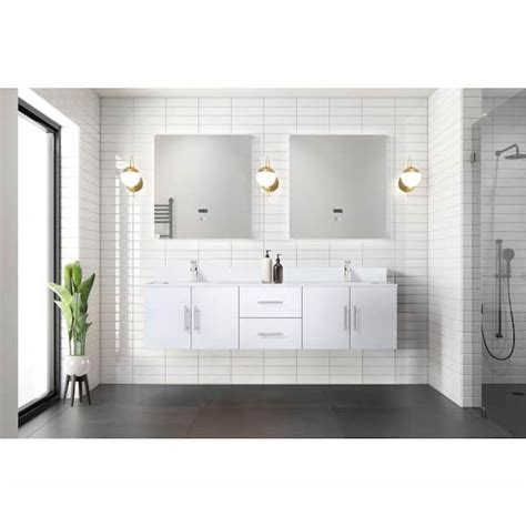 Lexora Geneva 72 In W X 22 In D Glossy White Double Bath Vanity