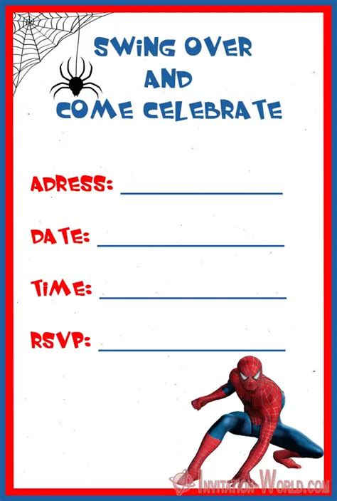 10 Printable Spiderman Birthday Party Invitation Templates