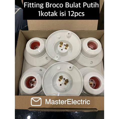 Jual Fitting Lampu Broco Bulat Putih 12 PCS Dudukan Lampu Broco White