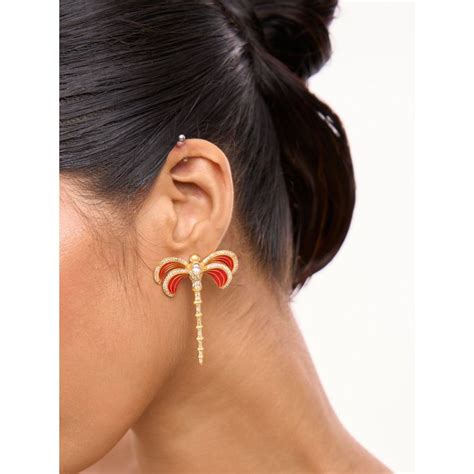 Buy Ethnic Andaz Scarlet Red Dragonfly Earrings Online