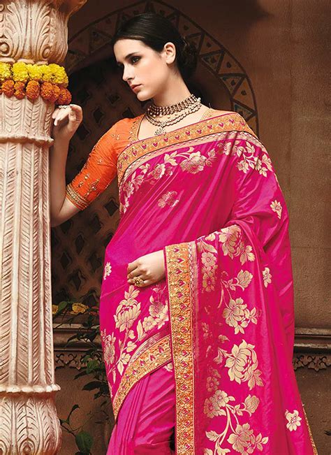 Pink Pure Banarasi Silk Wedding Saree 1217