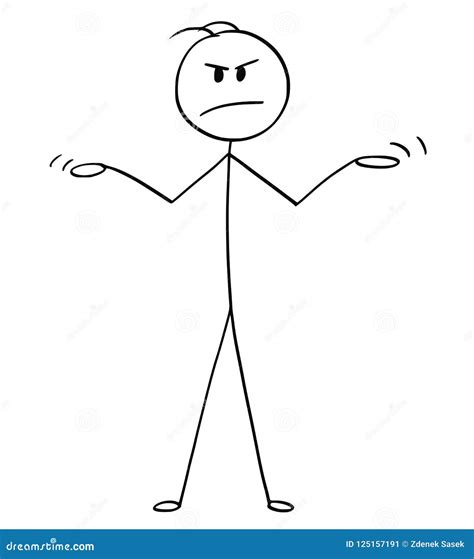 Cartoon Of Angry Man Or Businessman Spreading Or Open His Arms In