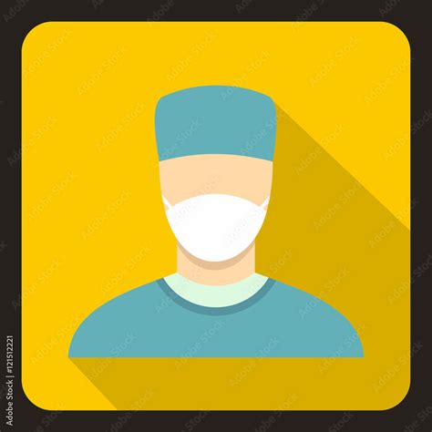 Surgeon icon in flat style with long shadow. Job symbol vector ...