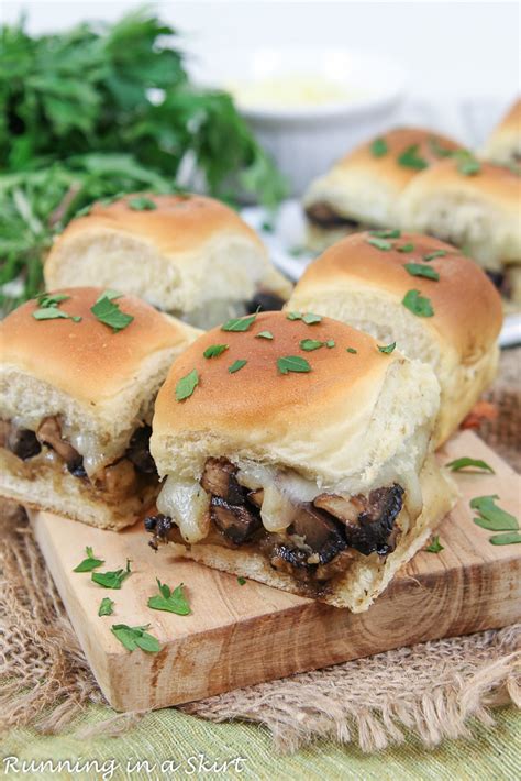 Vegetarian Sliders Portobello And Cheese Running In A Skirt