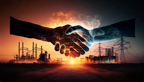 Premium AI Image Digital Networking Double Exposure Of Handshake And