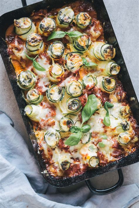 Zucchini Cannelloni mit Frischkäse Spinat Füllung mintnmelon