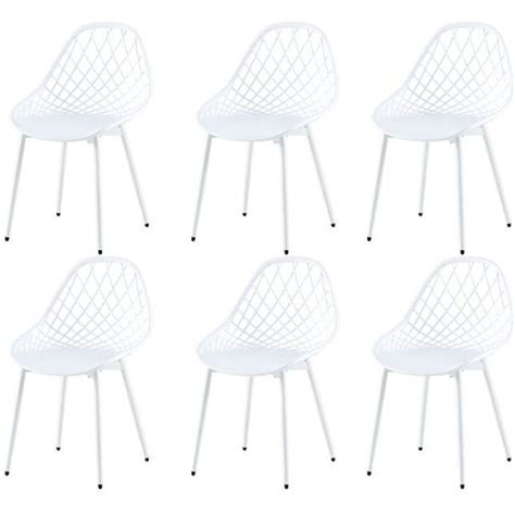 IPOTIUS Lot De 6 Chaises Design Blanc Plastique Scandinave Chaise De