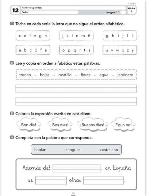 Lengua Anaya 1 Primaria Lectura Y Escritura Anaya Primarias