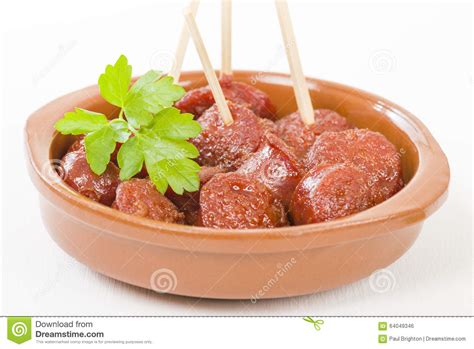 Chorizo A La Sidra Stock Photo Image Of Pintxos Lunch 64049346