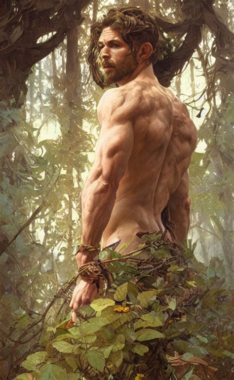 Krea Ai God Of The Forest Rugged Handsome Male Detaile