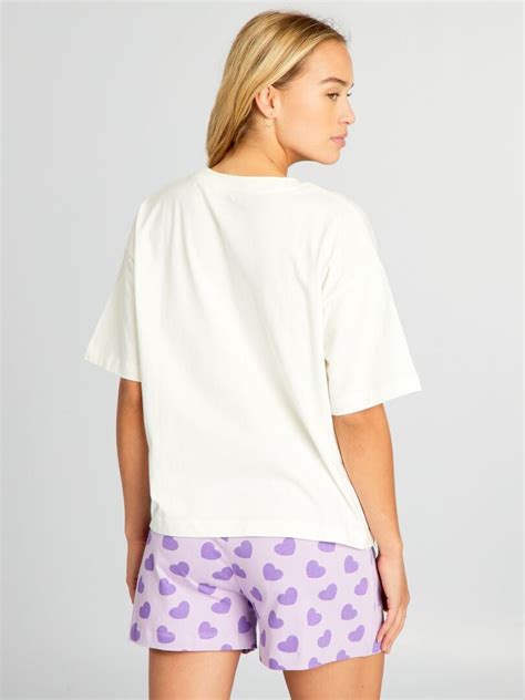 Pijama Corto Estampado Osos Amorosos Piezas Blanco Kiabi