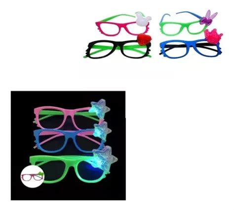 10 Lentes Con Aplique Led Cotillon Luminoso Fiesta