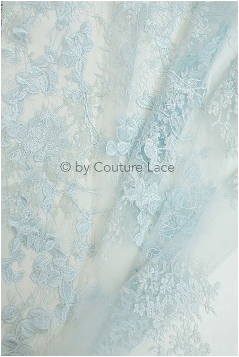 Light Blue Floral Lace Fabric Romantic Baby Blue Lace For Etsy