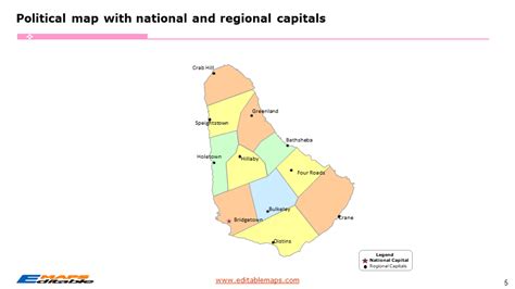 Barbados Map with 11 Parishes - Editable PowerPoint Maps