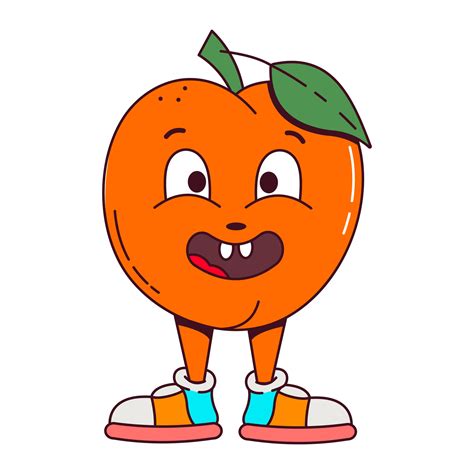 Vector retro cartoon fruit peach character. 25667925 Vector Art at Vecteezy