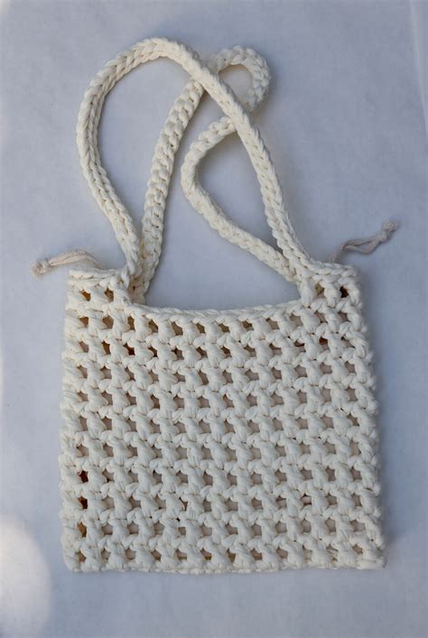 The Jules Crochet Net Tote Bag Drawstring Lining Handmade Etsy