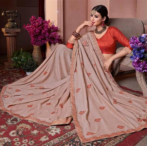 Beige Cotton Silk Saree With Embroidery Beige Cotton Silk Saree Plane