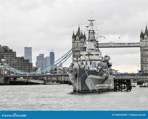 HMS Belfast and Tower Bridge Stock Image - Image of cityscape ...