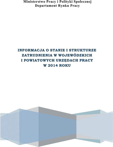 Ministerstwo Pracy I Polityki Spo Ecznej Departament Rynku Pracy Pdf