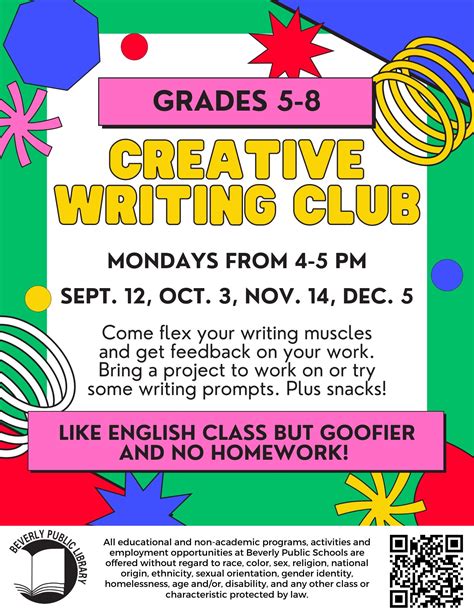 Creative Writing Club At The Library — Beverly Recreation Department