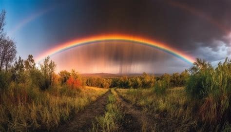 photo vibrant rainbow colors brighten tranquil rural scene