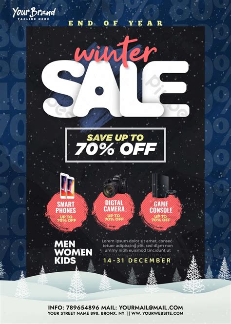 Winter Sale Discount Marketing Flyer Event Graphic Design PSD Free