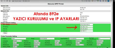 Afanda 892e Termal Fiş Yazıcı Driver ve IP Ayarları Webzi NET İşin