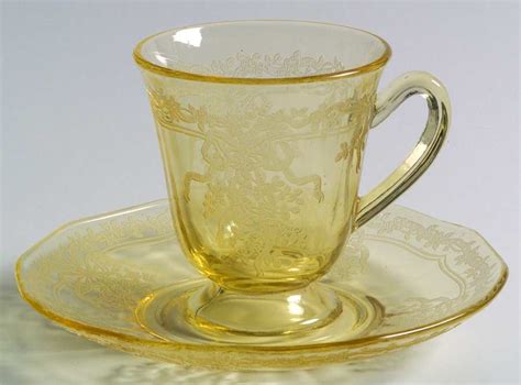 June Topaz Yellow Demitasse Cup Saucer Set By Fostoria