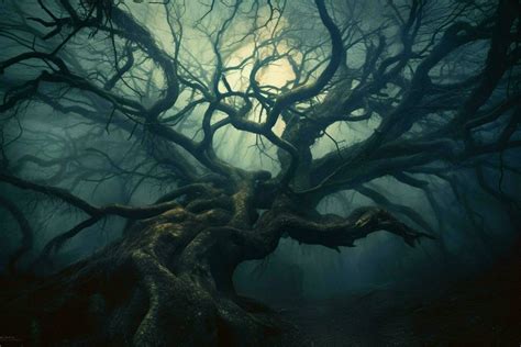 spooky forest mystery dark tree branch fantasy 30645018 Stock Photo at ...