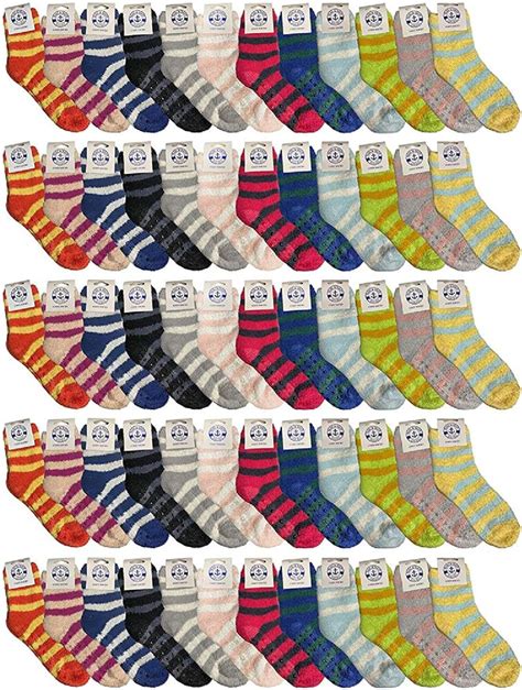 60 Pairs Yacht And Smith Womens Solid Assorted Colors Warm And Cozy Fuzzy