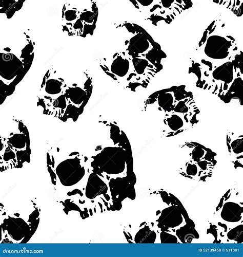 Skull Seamless Pattern Stock Vector Illustration Of Hazardous