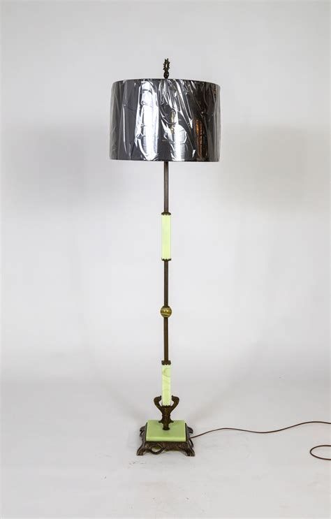 Pale Yellow Chartreuse Uranium Glass And Darkened Brass Deco Floor Lamp At 1stdibs Uranium