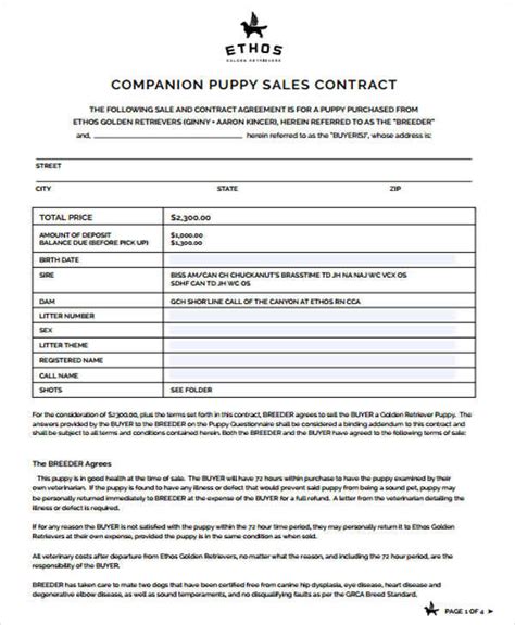 Free 7 Puppy Sales Contract Samples And Templates In Pdf Ms Word