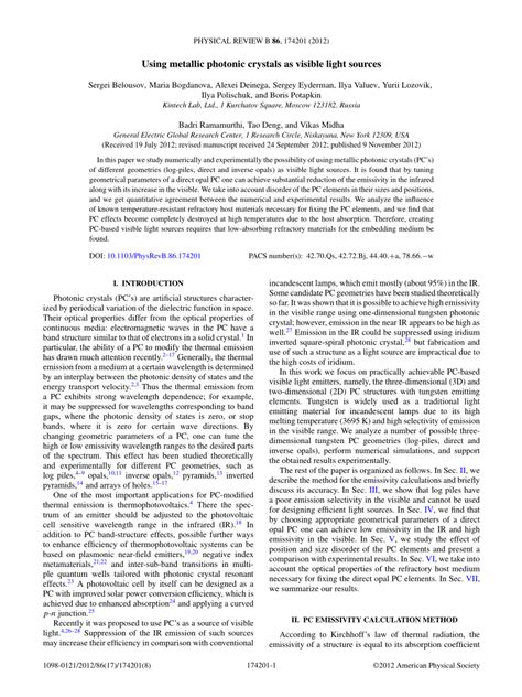 (PDF) Using metallic photonic crystals as visible light sources