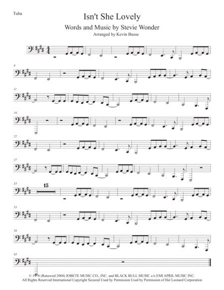 Isn T She Lovely Arr Kevin Busse By Stevie Wonder Sheet Music For