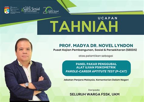 TAHNIAH PROF MADYA DR NOVEL LYNDON PUSAT KAJIAN PEMBANGUNAN SOSIAL