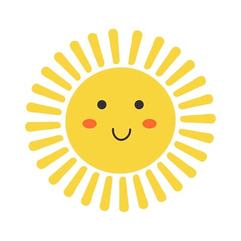 Premium Vector Cute Cartoon Sun Character With Kawaii Face Simple