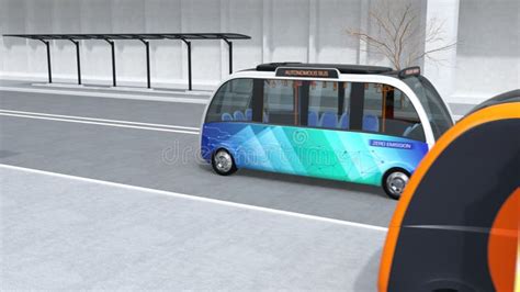 Autonomous Shuttle Bus Driving In Bus Station Stock Video Video Of