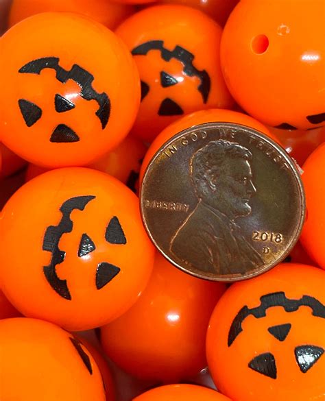 Chunky Halloween Beads Jack O Lantern Beads Pumpkin Beads Etsy