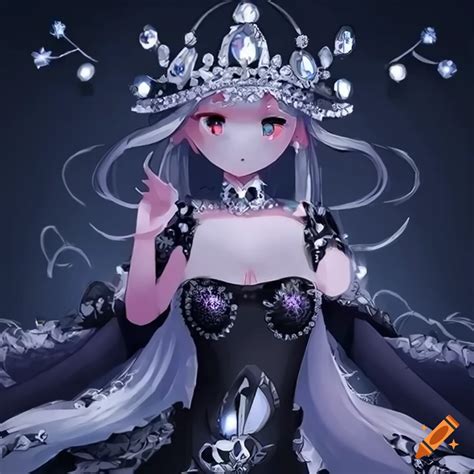 Anime Queen Girl With Silver Diamond Crown