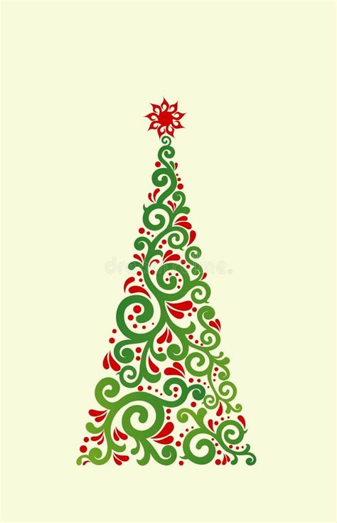 Elegant Christmas Tree with Pattern Stock Illustration - Illustration ...