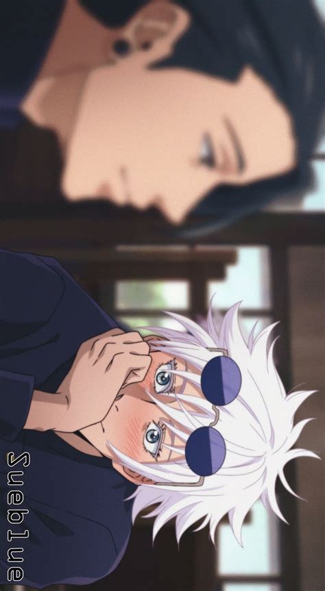 Two Anime Characters One With White Hair And The Other With Blue Eyes