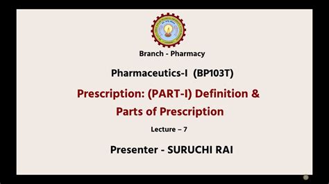 Pharmaceutics I Prescription Definition Parts Of Prescription