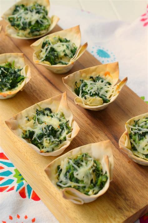 Spinach Artichoke Wonton Cups Snacks And Sips