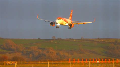 EasyJet Airbus A320neo Landing At Bristol Airport During Storm Arwen